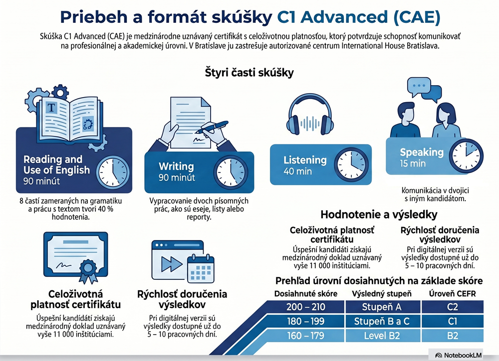 Priebeh a formát Cambridge skúšky C1 Advanced (CAE)