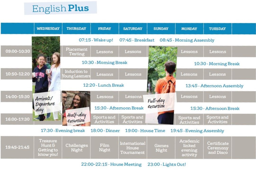 Sample schedule for English Plus